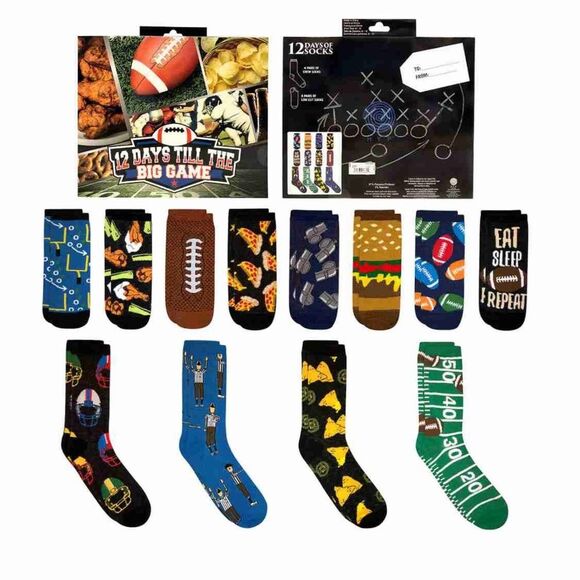HYP Football Sock Set 12 Days to the Big Game 12 Pair 4 Crew 8 Low Cut OSFM New - Picture 1 of 9